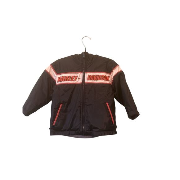 Harley Davidson Motorcycle Kids Jacket Hooded Reversible Unisex Sz 3T Boy Girl - Picture 2 of 6